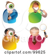 Royalty Free RF Clipart Illustration Of A Digital Collage Of Men And Women Holding Magnifying Glass