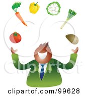 Poster, Art Print Of Businessman Juggling Vegetables