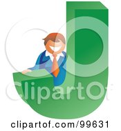 Royalty Free RF Clipart Illustration Of A Businessman With A Large Letter J by Prawny