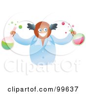 Poster, Art Print Of Happy Scientist Holding Flasks