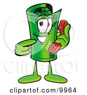 Rolled Money Mascot Cartoon Character Holding A Telephone
