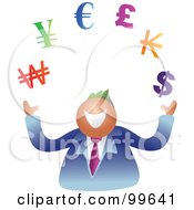 Business Man Juggling Currency Symbols
