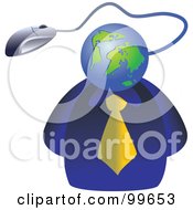 Royalty Free RF Clipart Illustration Of A Businessman With An Internet Face
