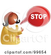 Royalty Free RF Clipart Illustration Of A Businesswoman With A Stop Word Balloon