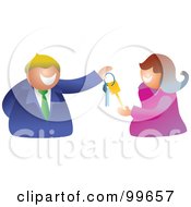 Poster, Art Print Of Businessman Handing A Woman Keys