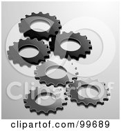 Royalty Free RF Clipart Illustration Of Black And Gray Shiny Cogs On Gray