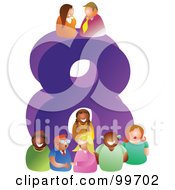Poster, Art Print Of People Around A Large Number 8