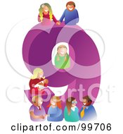 Poster, Art Print Of People Around A Large Number 9