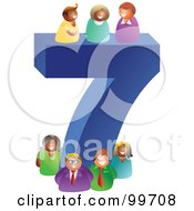Royalty Free RF Clipart Illustration Of People Around A Large Number 7 by Prawny