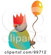 Royalty Free RF Clipart Illustration Of A Party Man Wearing A Crown And Holding A Balloon