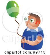 Royalty Free RF Clipart Illustration Of A Party Man Holding A Balloon