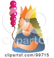 Royalty Free RF Clipart Illustration Of A Party Woman Holding A Pink Balloon