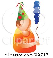 Royalty Free RF Clipart Illustration Of A Party Man Wearing A Party Hat And Holding A Balloon