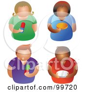 Royalty Free RF Clipart Illustration Of A Digital Collage Of Men And Women Holding Pills by Prawny