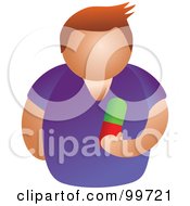 Royalty Free RF Clipart Illustration Of A Man Holding A Pill by Prawny