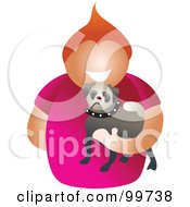 Royalty Free RF Clipart Illustration Of A Happy Man Holding His Pet Dog