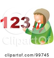Royalty Free RF Clipart Illustration Of A Happy School Girl Holding 123