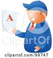 Royalty Free RF Clipart Illustration Of A Happy School Boy Holding A Report Card With An A