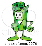 Rolled Money Mascot Cartoon Character Pointing At The Viewer
