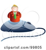 Royalty Free RF Clipart Illustration Of A Businessman On A Large Computer Mouse