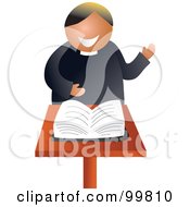 Poster, Art Print Of Friendly Preacher Standing Before The Bible