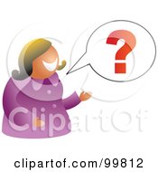 Royalty Free RF Clipart Illustration Of A Businesswoman Talking With A Question Mark by Prawny