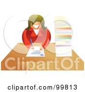 Poster, Art Print Of Businesswoman Filling Out Paperwork