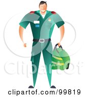 Male Paramedic In A Green Uniform