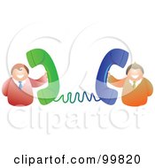 Royalty Free RF Clipart Illustration Of A Two Businessmen Using Landline Phones