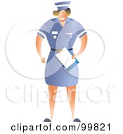 Royalty Free RF Clipart Illustration Of A Happy Female Nurse In A Blue Uniform