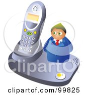 Royalty Free RF Clipart Illustration Of A Businessman By A Portable Phone