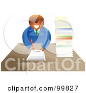 Poster, Art Print Of Business Man Filling Out Paperwork