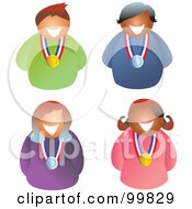 Royalty Free RF Clipart Illustration Of A Digital Collage Of Men And Women Wearing Medals by Prawny