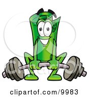 Poster, Art Print Of Rolled Money Mascot Cartoon Character Lifting A Heavy Barbell