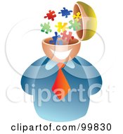 Royalty Free RF Clipart Illustration Of A Businessman With A Puzzle Brain by Prawny