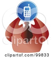 Royalty Free RF Clipart Illustration Of A Businessman With A Phone Sign Face