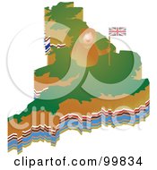 Royalty Free RF Clipart Illustration Of A Woman Holding A British Flag On A Map