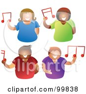 Royalty Free RF Clipart Illustration Of A Digital Collage Of Men And Women Holding Music Notes by Prawny