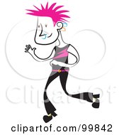 Poster, Art Print Of Man In Black With Pink Punk Hair