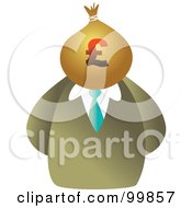 Royalty Free RF Clipart Illustration Of A Businessman With A Euro Money Sack Face