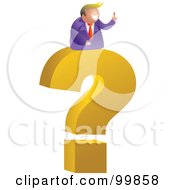 Poster, Art Print Of Businessman On A Giant Question Mark