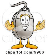 Clipart Picture Of A Computer Mouse Mascot Cartoon Character With Welcoming Open Arms