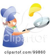 Royalty Free RF Clipart Illustration Of A Happy Man Flipping A Pancake by Prawny