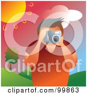 Poster, Art Print Of Man Taking Pictures Outdoors Under The Sun
