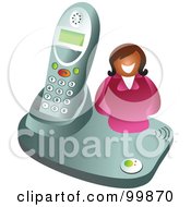 Royalty Free RF Clipart Illustration Of A Businesswoman By A Portable Telephone