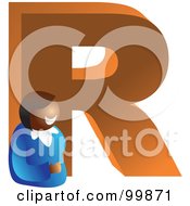 Royalty Free RF Clipart Illustration Of A Woman With A Large Letter R