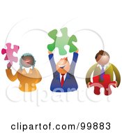 Royalty Free RF Clipart Illustration Of A Business Team Holding Puzzle Pieces by Prawny