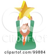 Poster, Art Print Of Businessman Holding Up A Gold Star