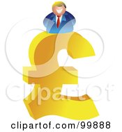 Royalty Free RF Clipart Illustration Of A Business Man Sitting On A Large Pound Symbol by Prawny