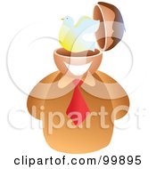Royalty Free RF Clipart Illustration Of A Businessman With A Peace Brain